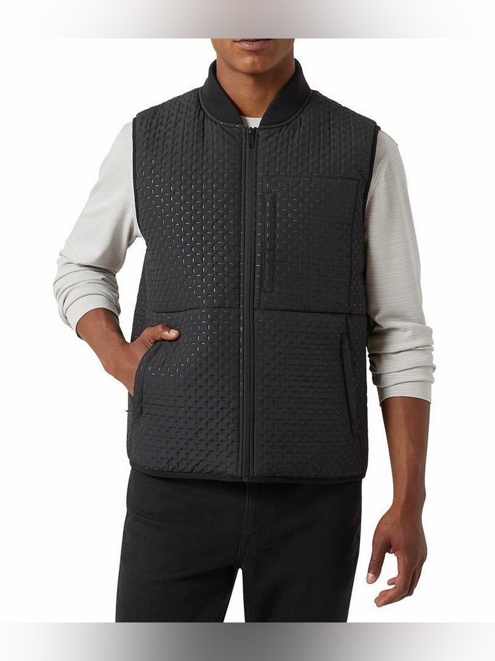 🔥 $98 DKNY Men's Harlan Embossed Full Zip Quilted Vest Size M 🔥